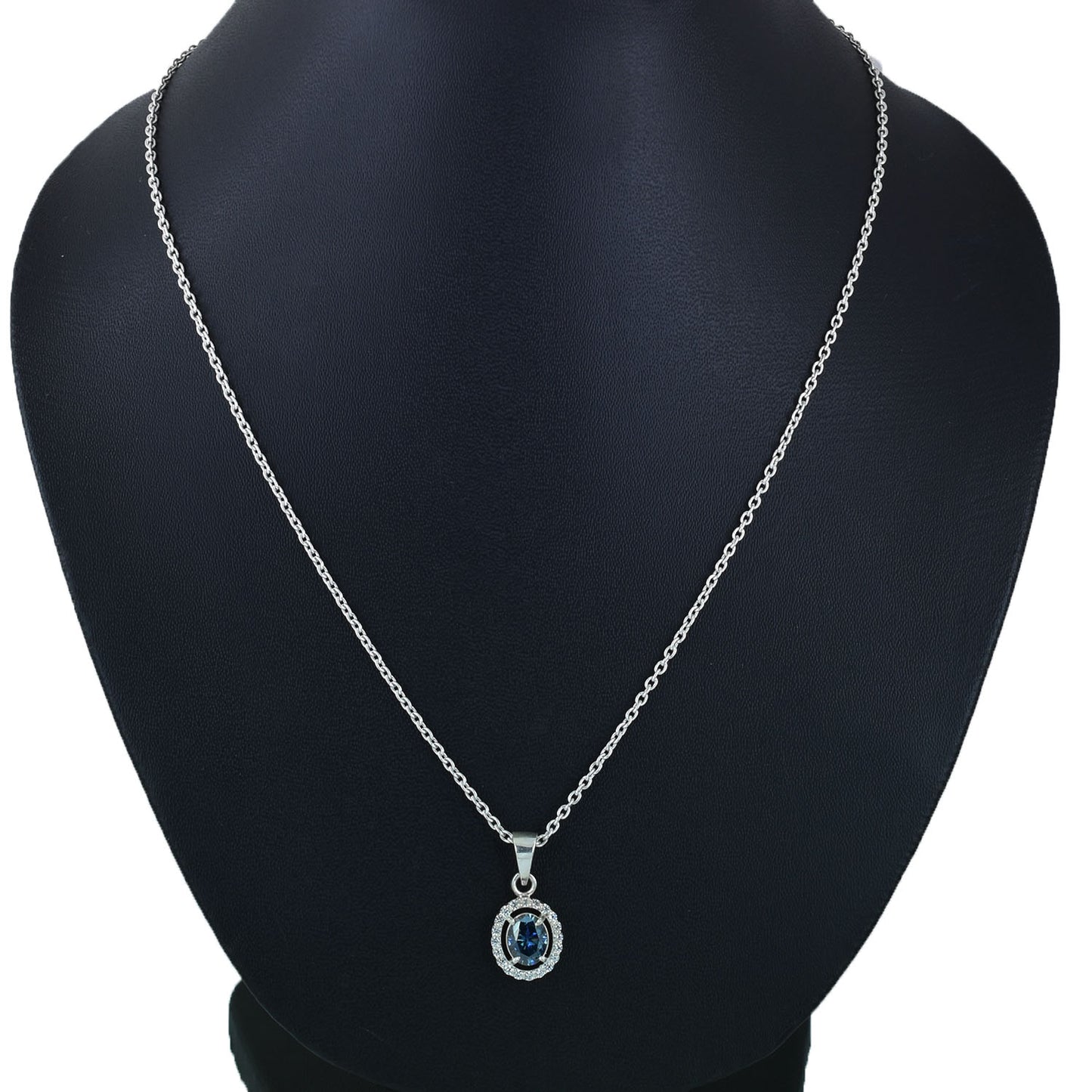 Dark Blue Oval Cut Pendant