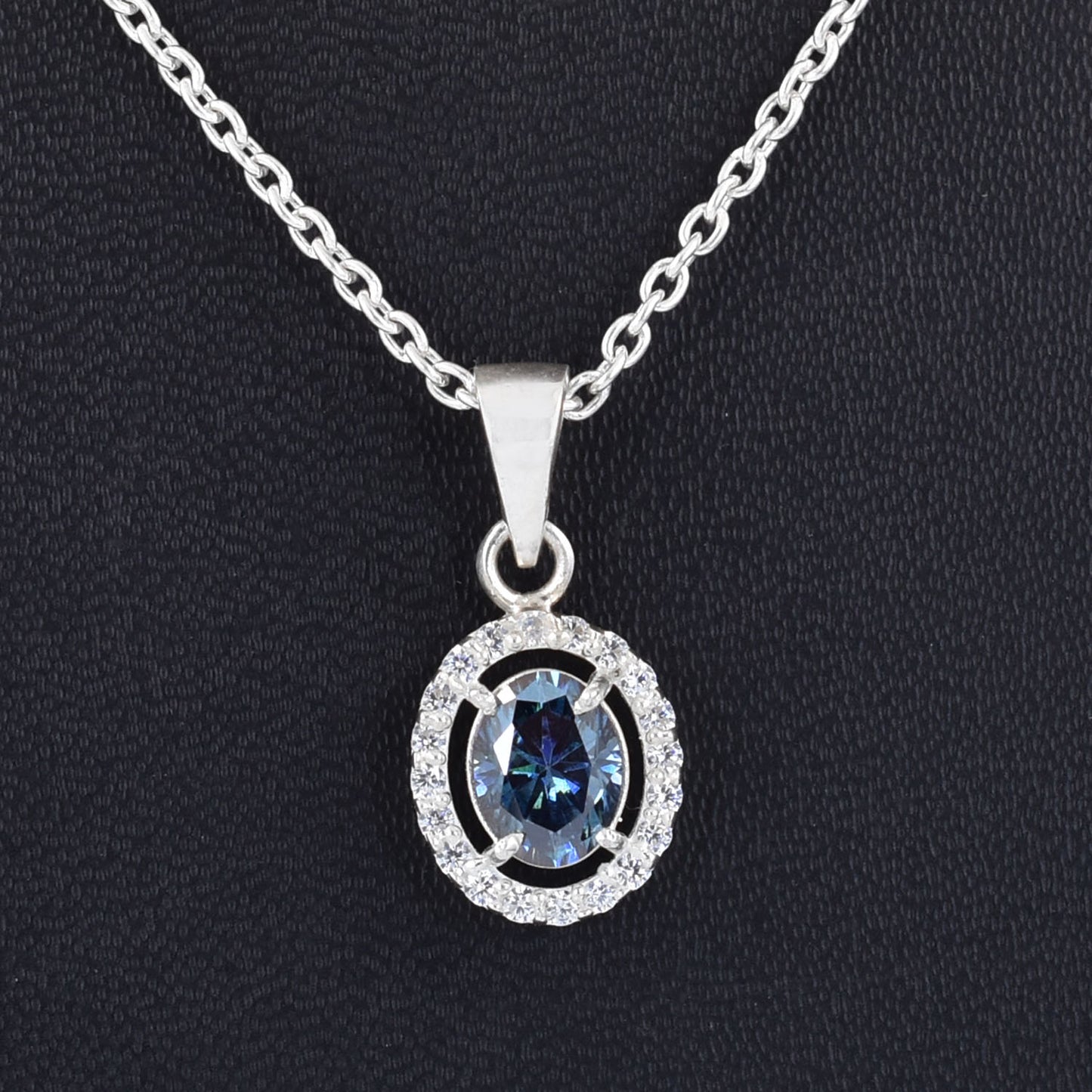 Dark Blue Oval Cut Pendant