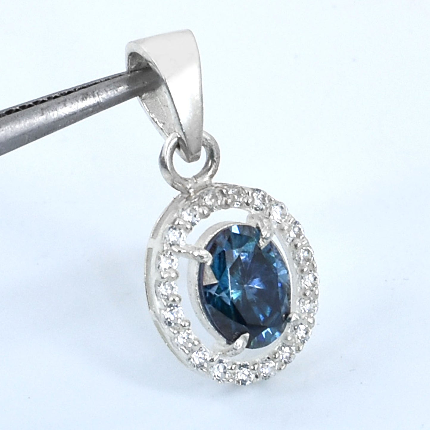 Dark Blue Oval Cut Pendant