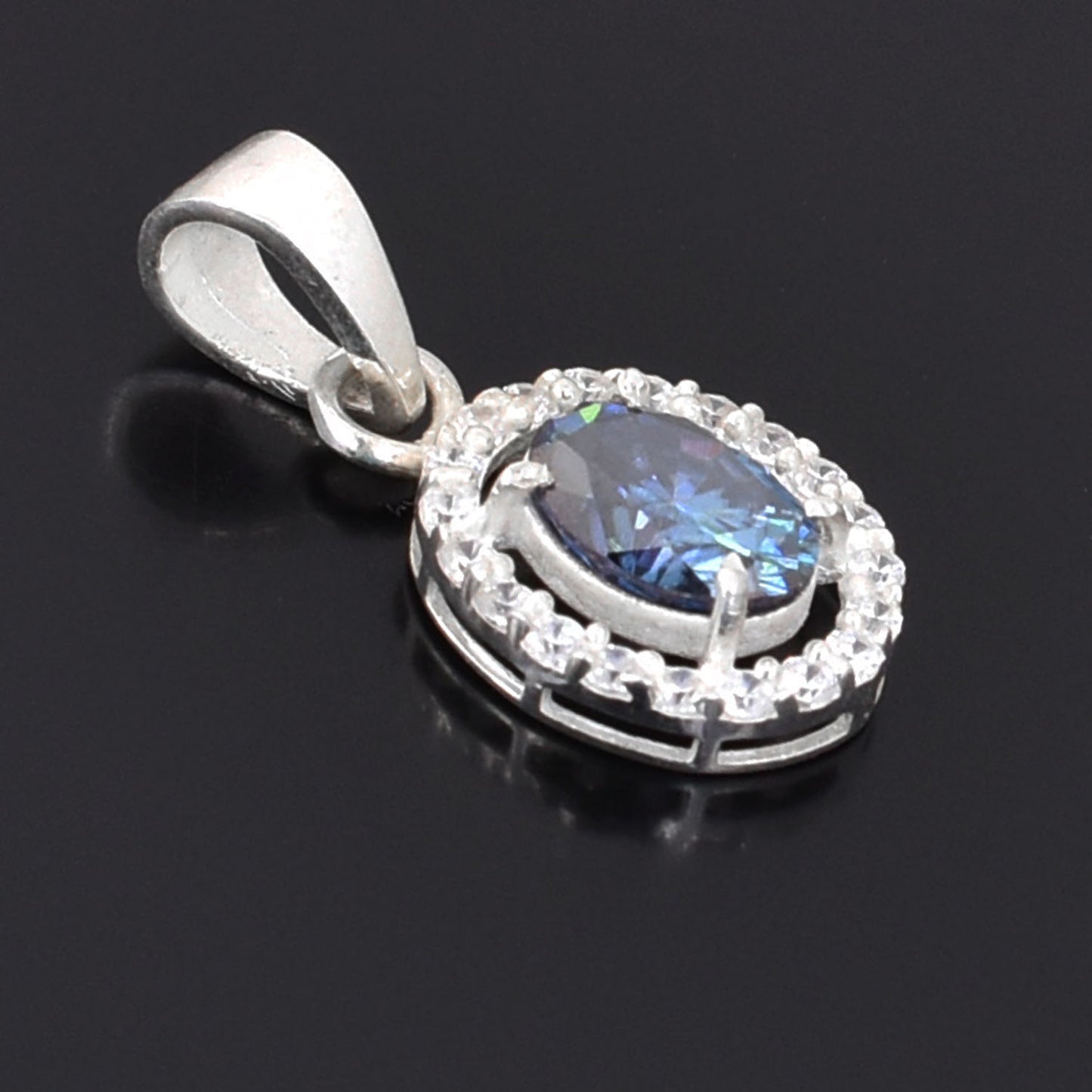 Dark Blue Oval Cut Pendant