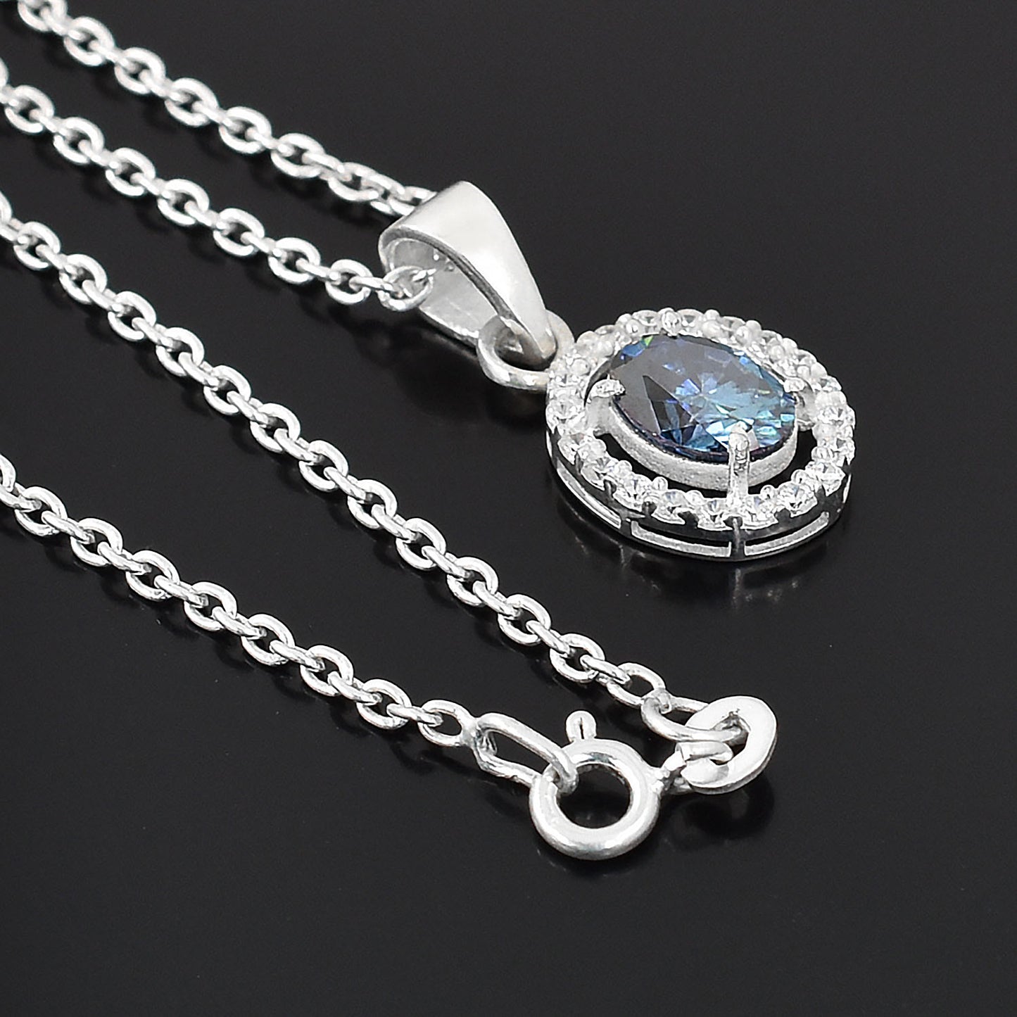 Dark Blue Oval Cut Pendant