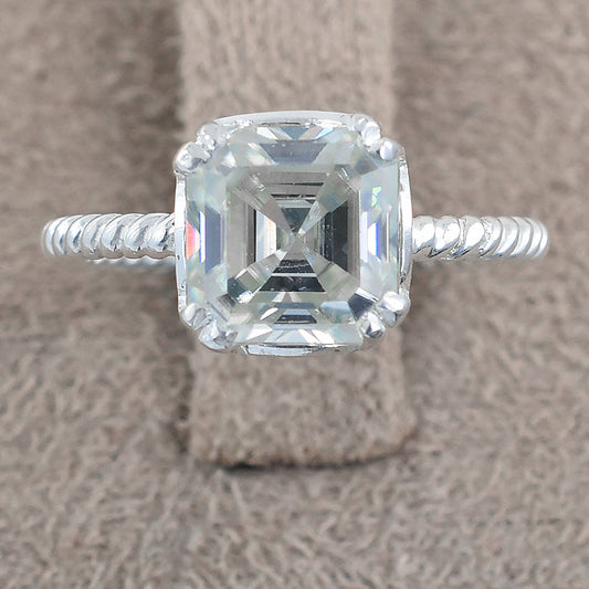 3 Ct White Asscher Lab Diamond Ring