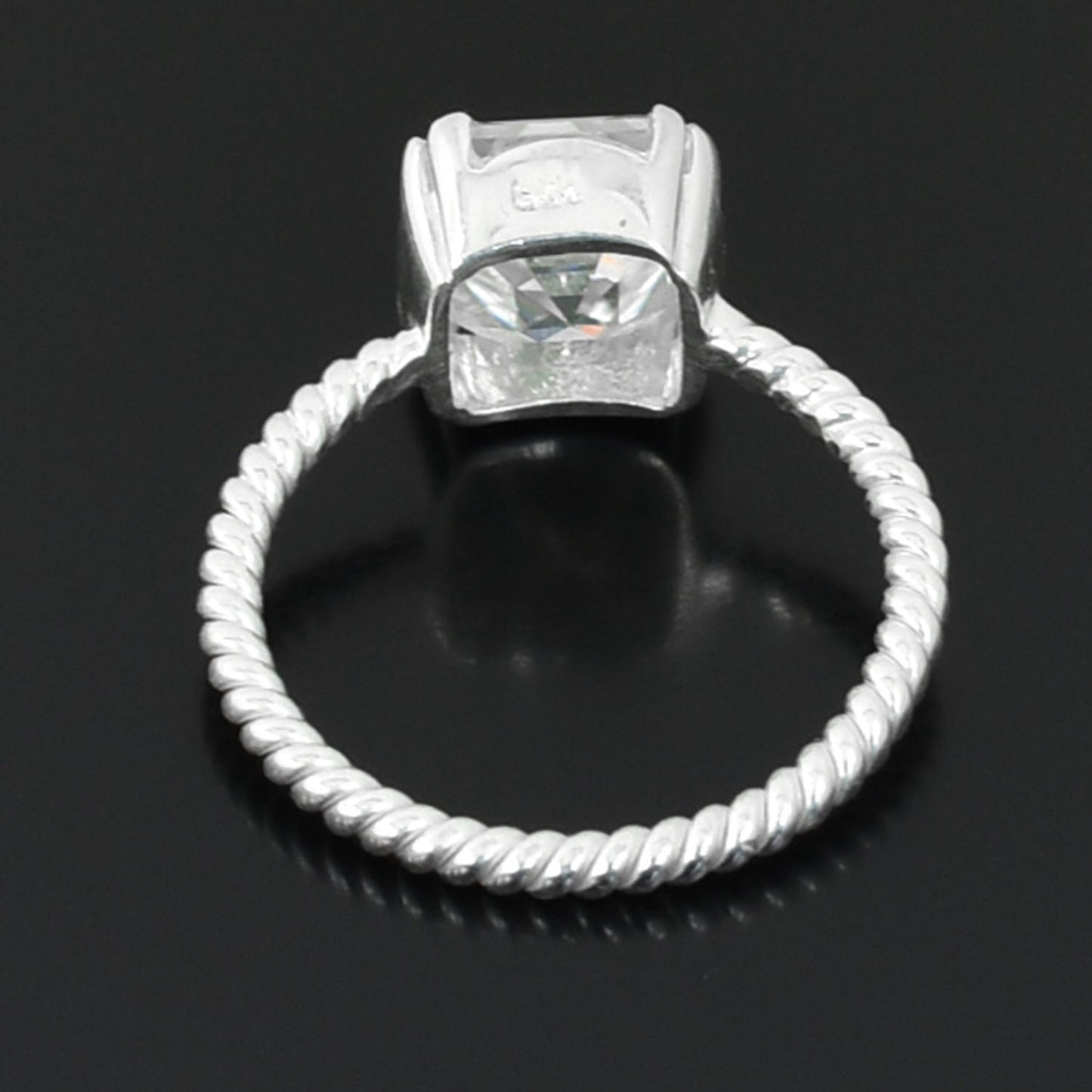 White Asscher Cut Ring
