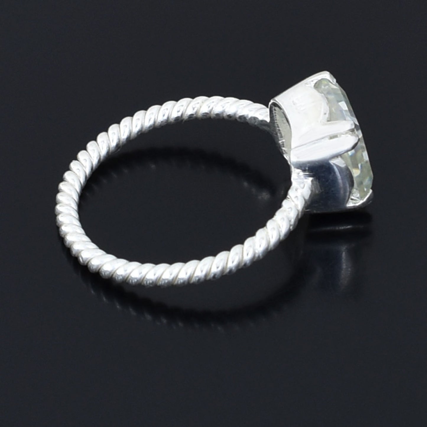 White Asscher Cut Ring