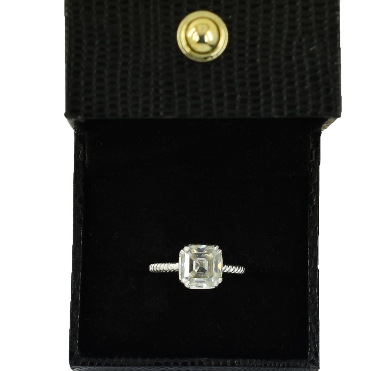 White Asscher Cut Ring