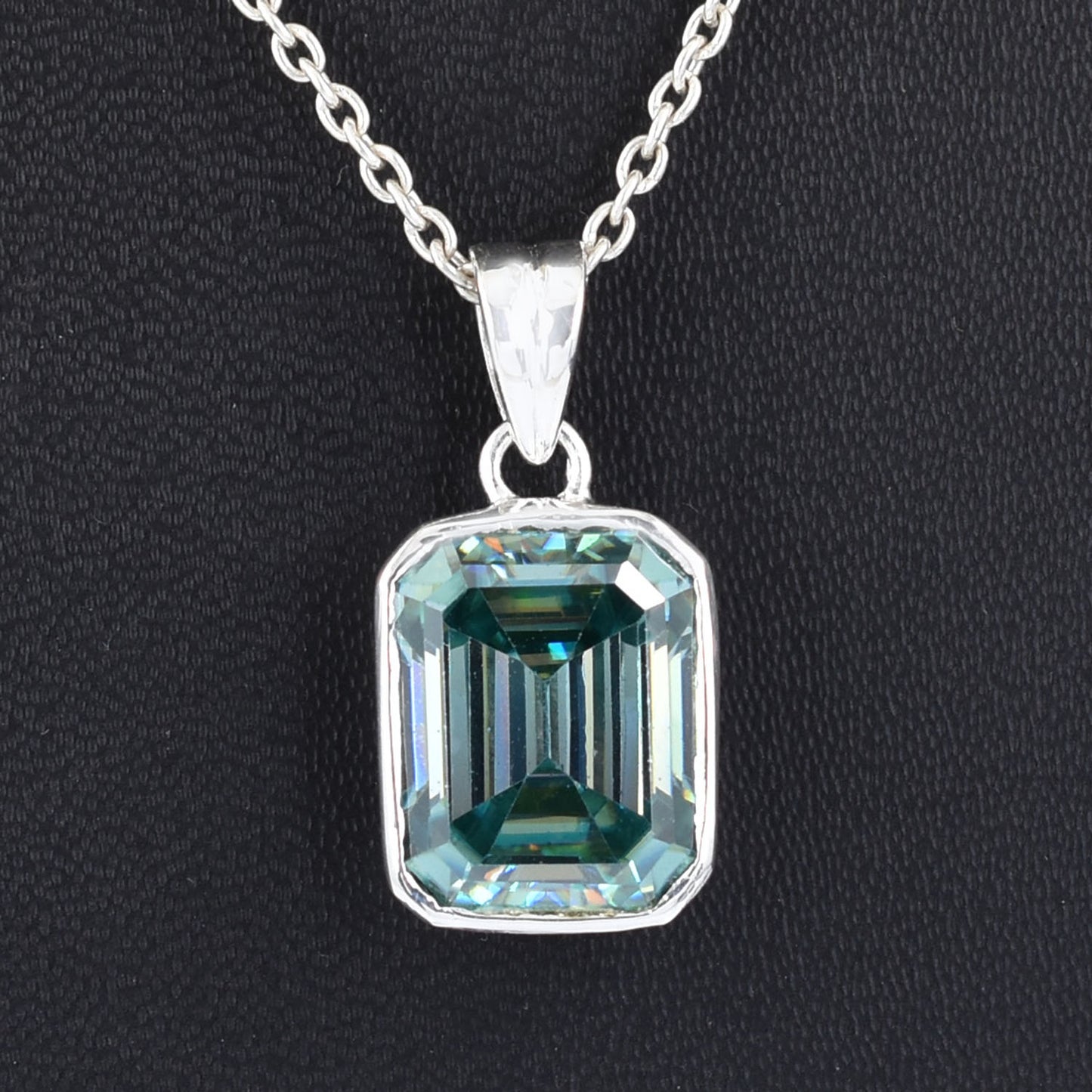 Blue Emerald Cut Pendant
