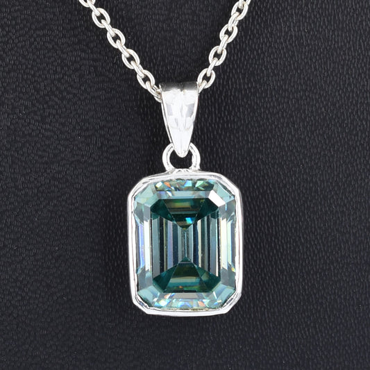 Blue Emerald Cut Pendant