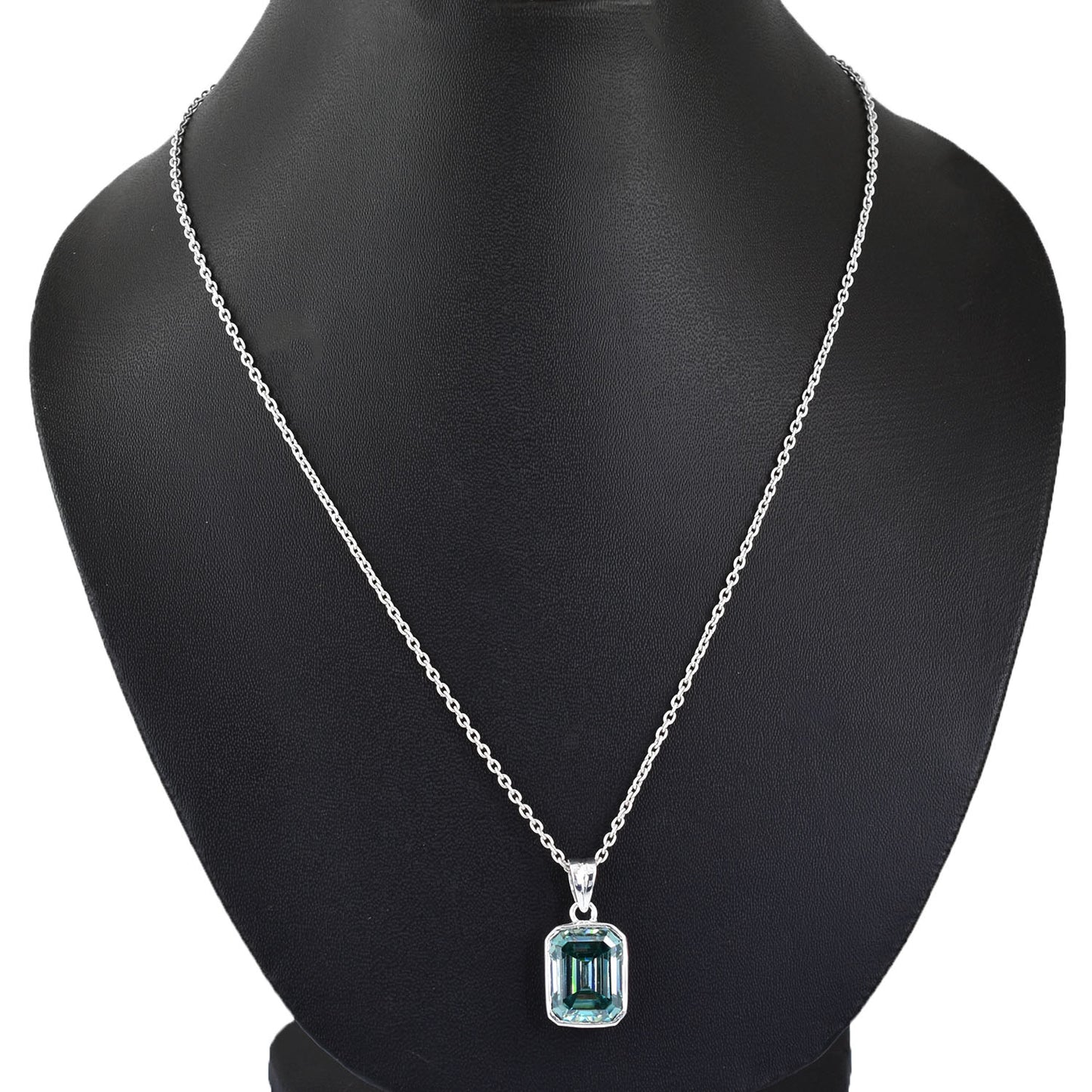 Blue Emerald Cut Pendant