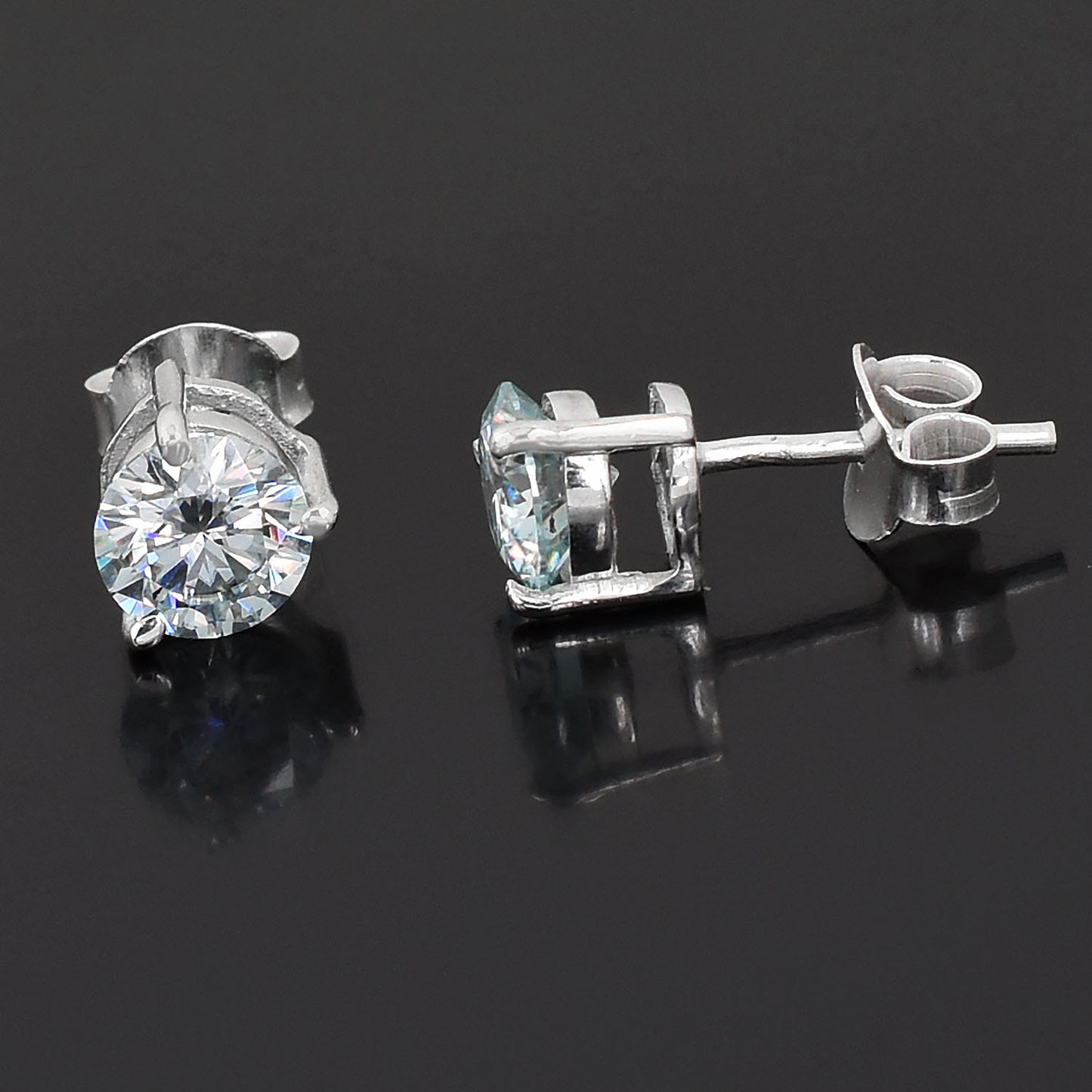 White Round Stud Earrings