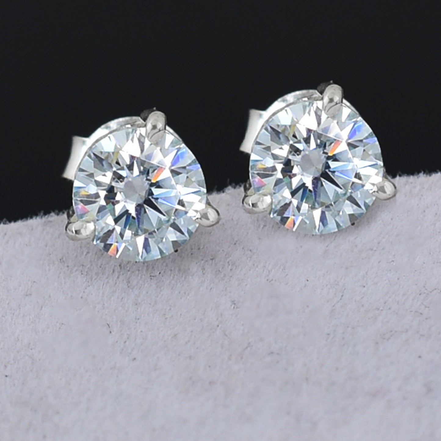 White Round Stud Earrings