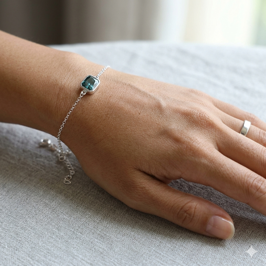 3 Ct Blue Radiant Lab Diamond Bracelet
