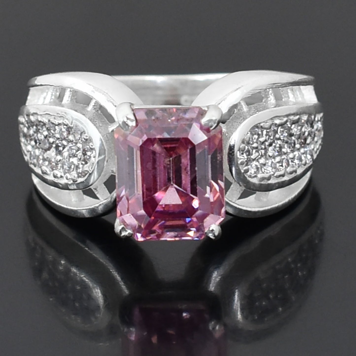 Pink Emerald Cut Ring