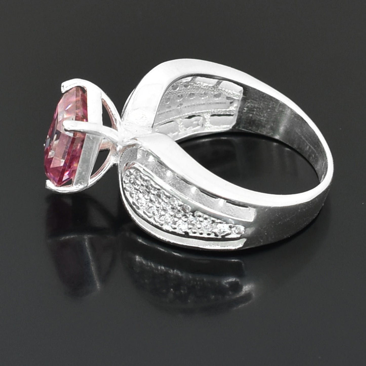 Pink Emerald Cut Ring