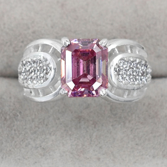 Pink Emerald Cut Ring