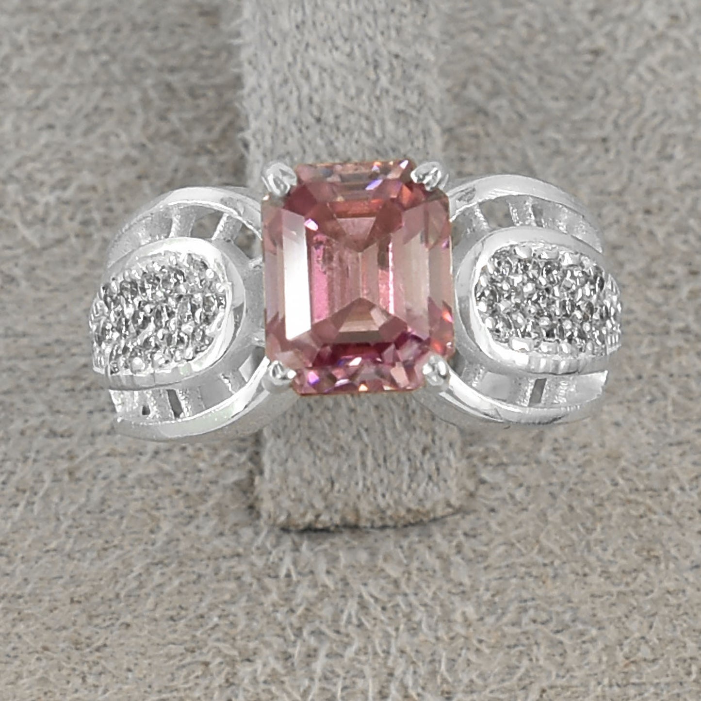 Pink Emerald Cut Ring