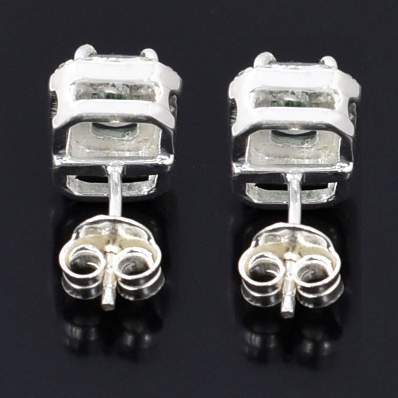 Blue Emerald Cut Stud Earrings