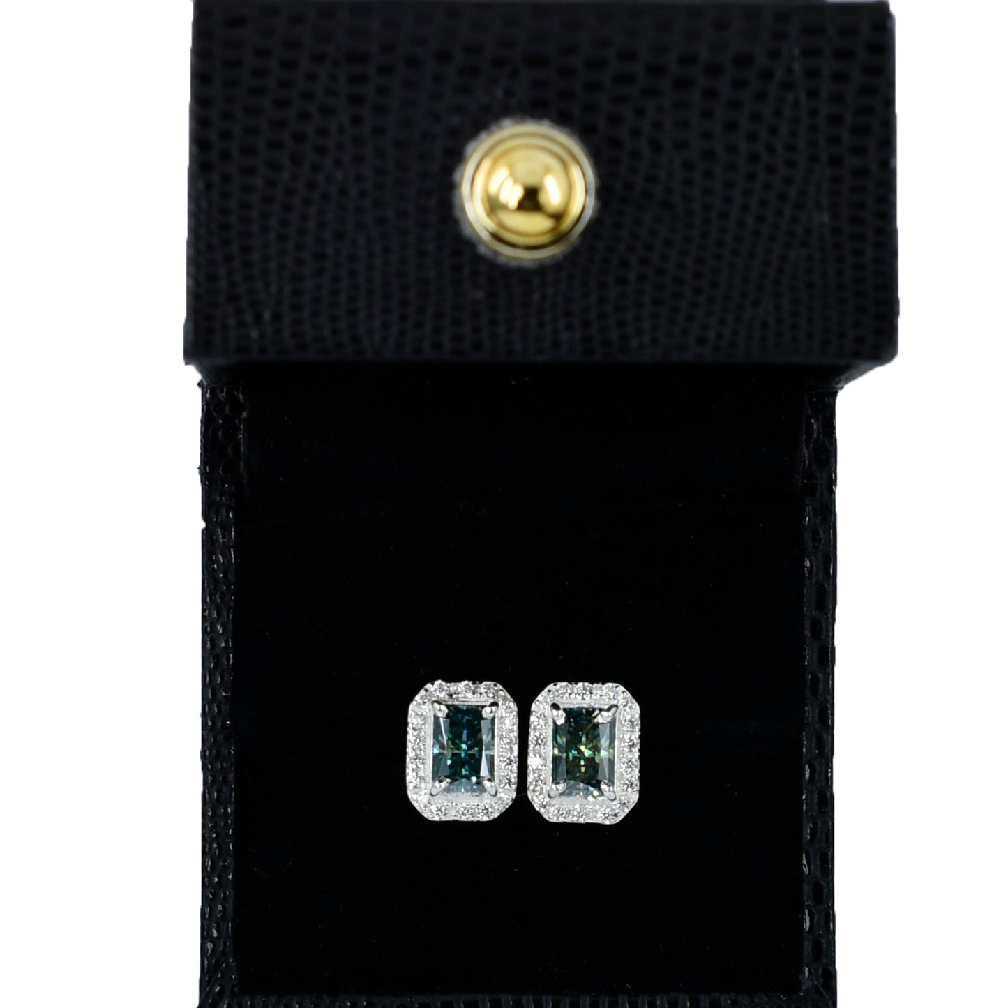 Blue Emerald Cut Stud Earrings