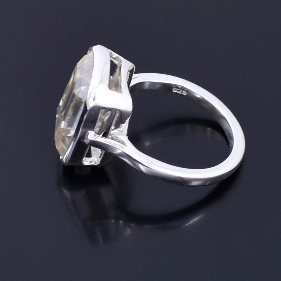 Off White Emerald Cut Ring