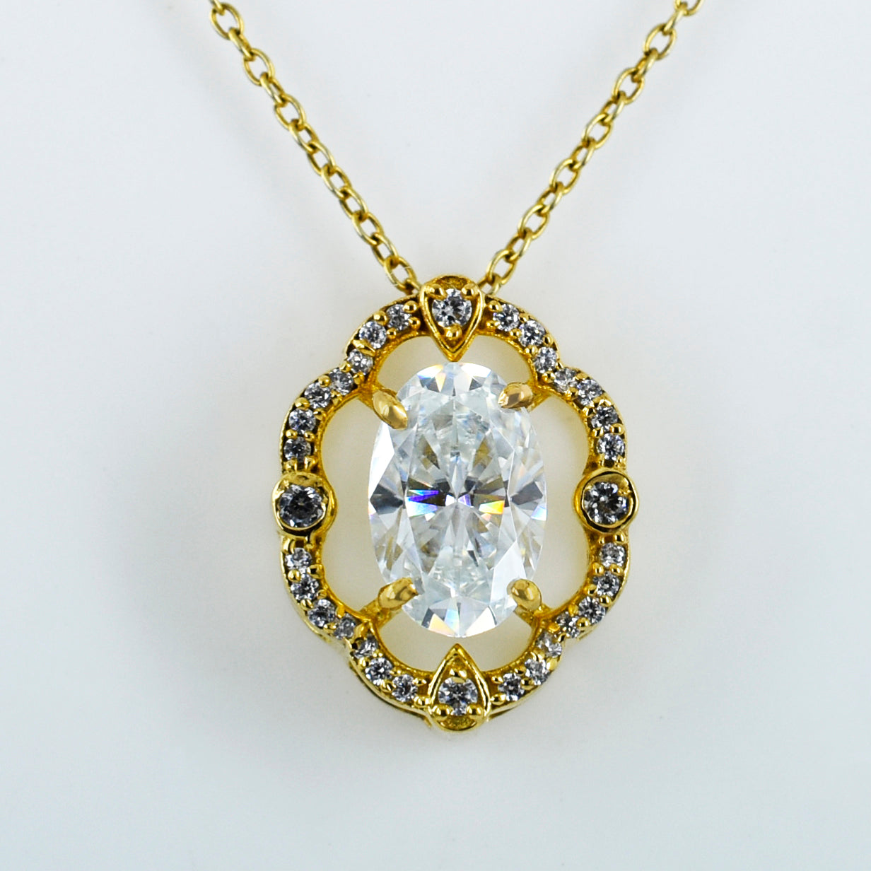 White Oval Cut Pendant