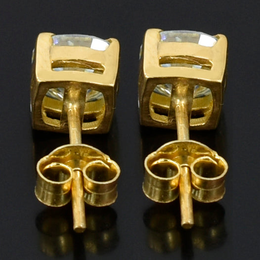 White Round Cut Stud Earrings