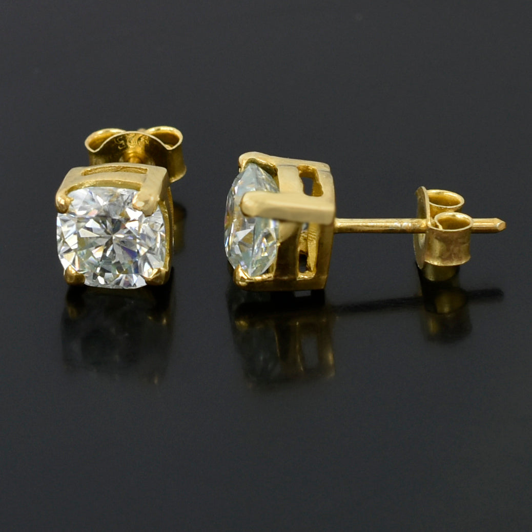White Round Cut Stud Earrings