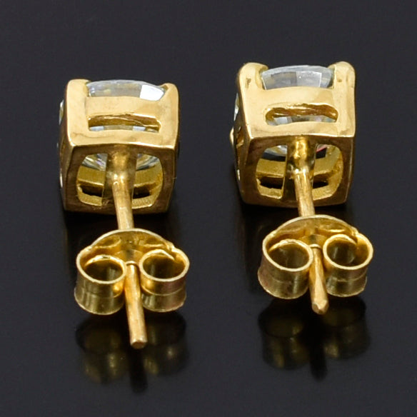 White Round Cut Stud Earrings