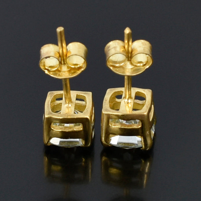 White Round Cut Stud Earrings