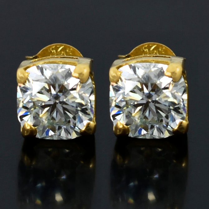 White Round Cut Stud Earrings