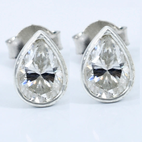 White Pear Cut Stud Earrings