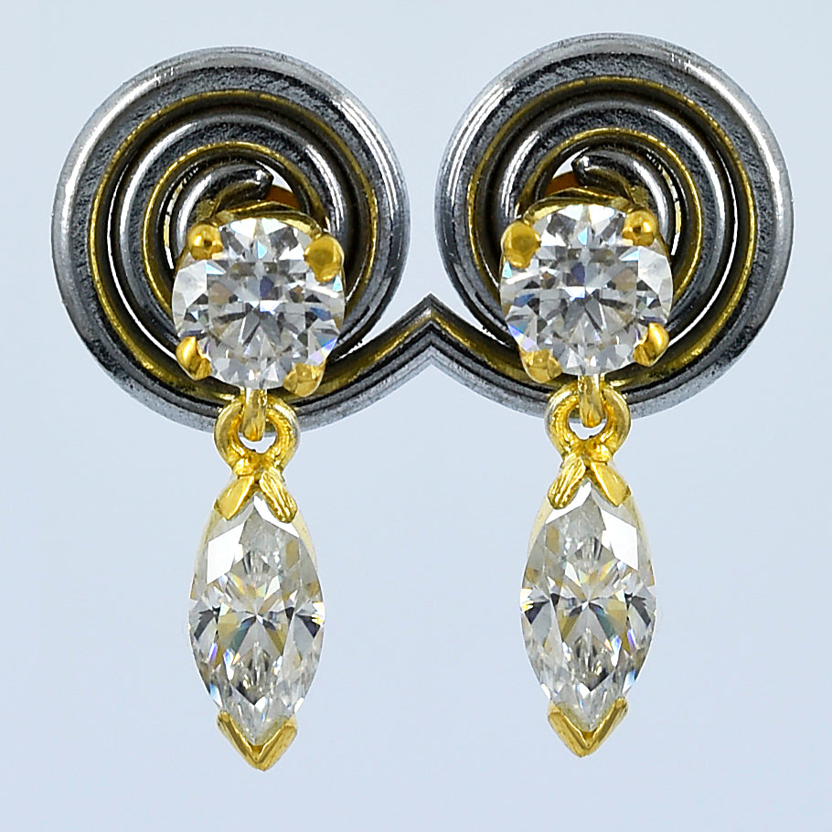 White Round & Marquise Cut Earrings