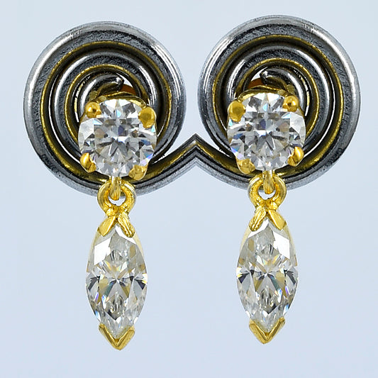 White Round & Marquise Cut Earrings