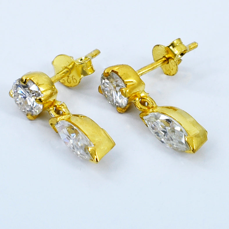 White Round & Marquise Cut Earrings