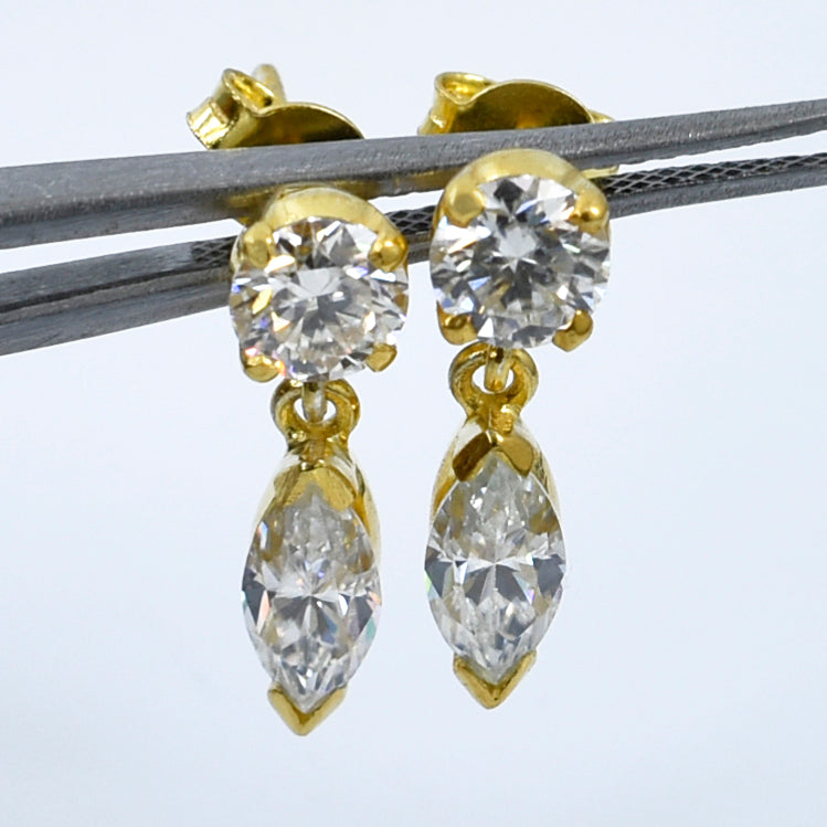 White Round & Marquise Cut Earrings