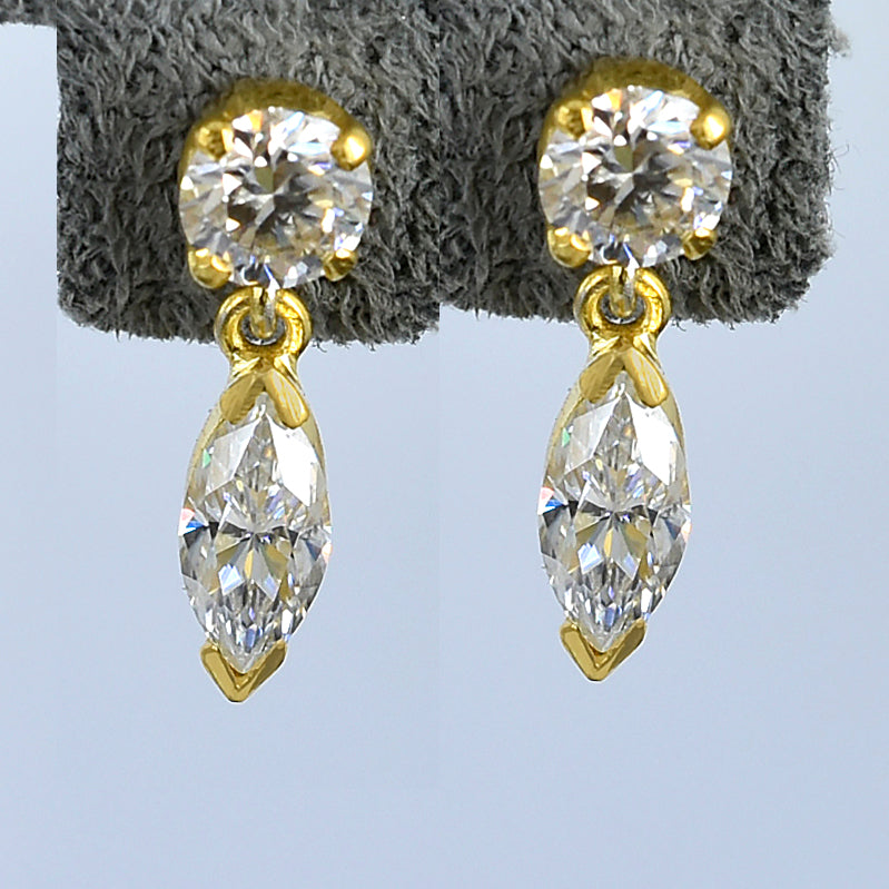 White Round & Marquise Cut Earrings