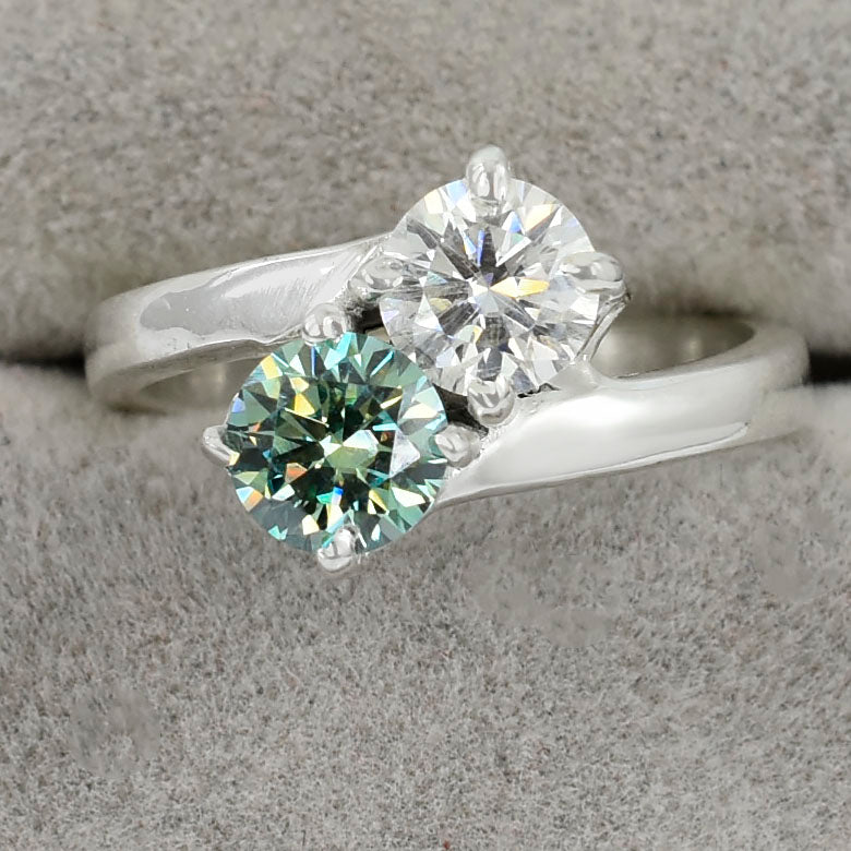 Blue & White Round Cut Ring