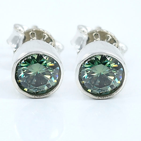 Blue Round Cut Stud Earrings