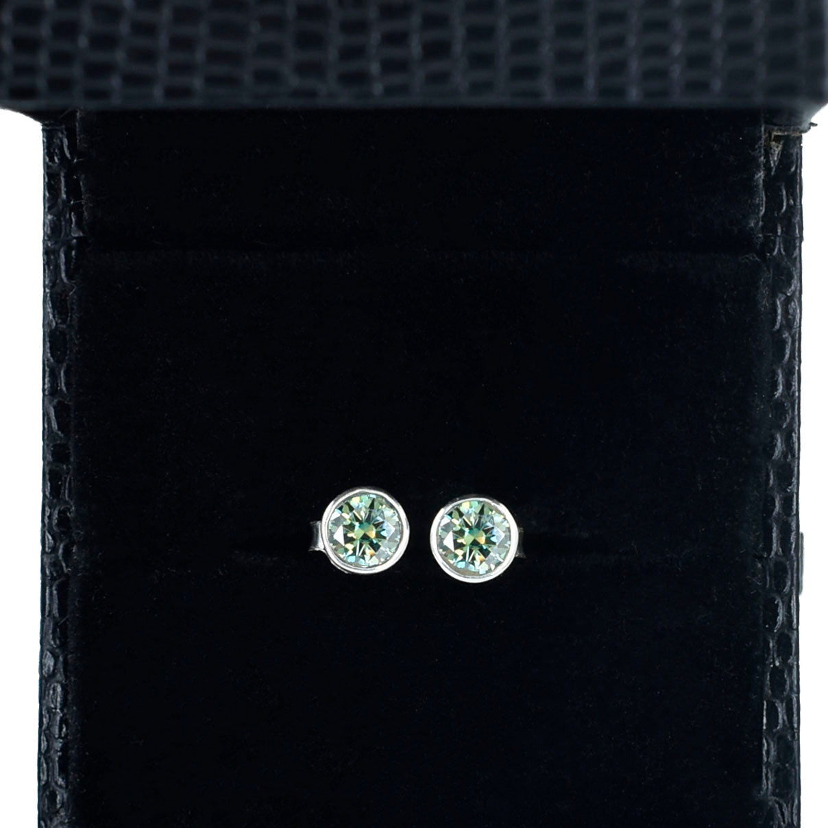 Blue Round Cut Stud Earrings