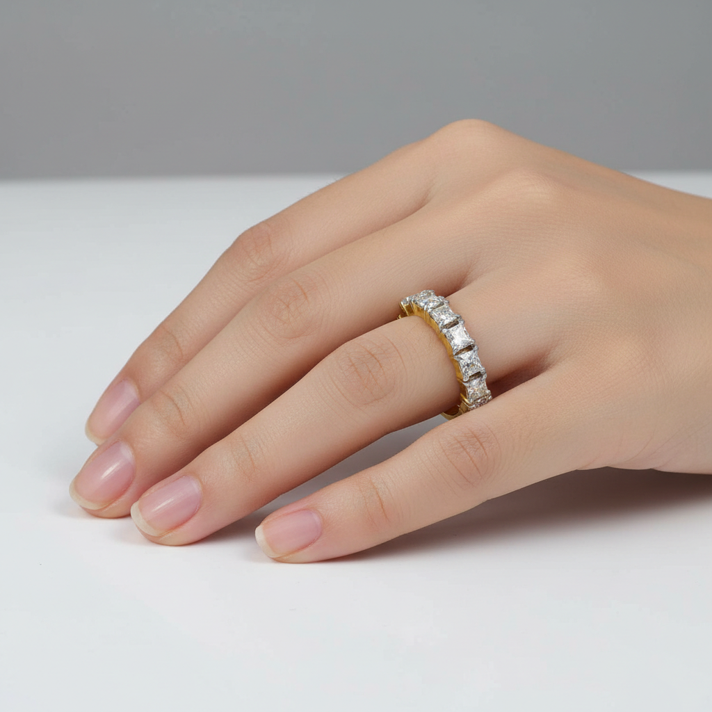 White Princess Cut Ring
