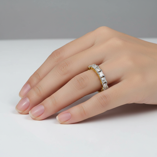 White Princess Cut Ring