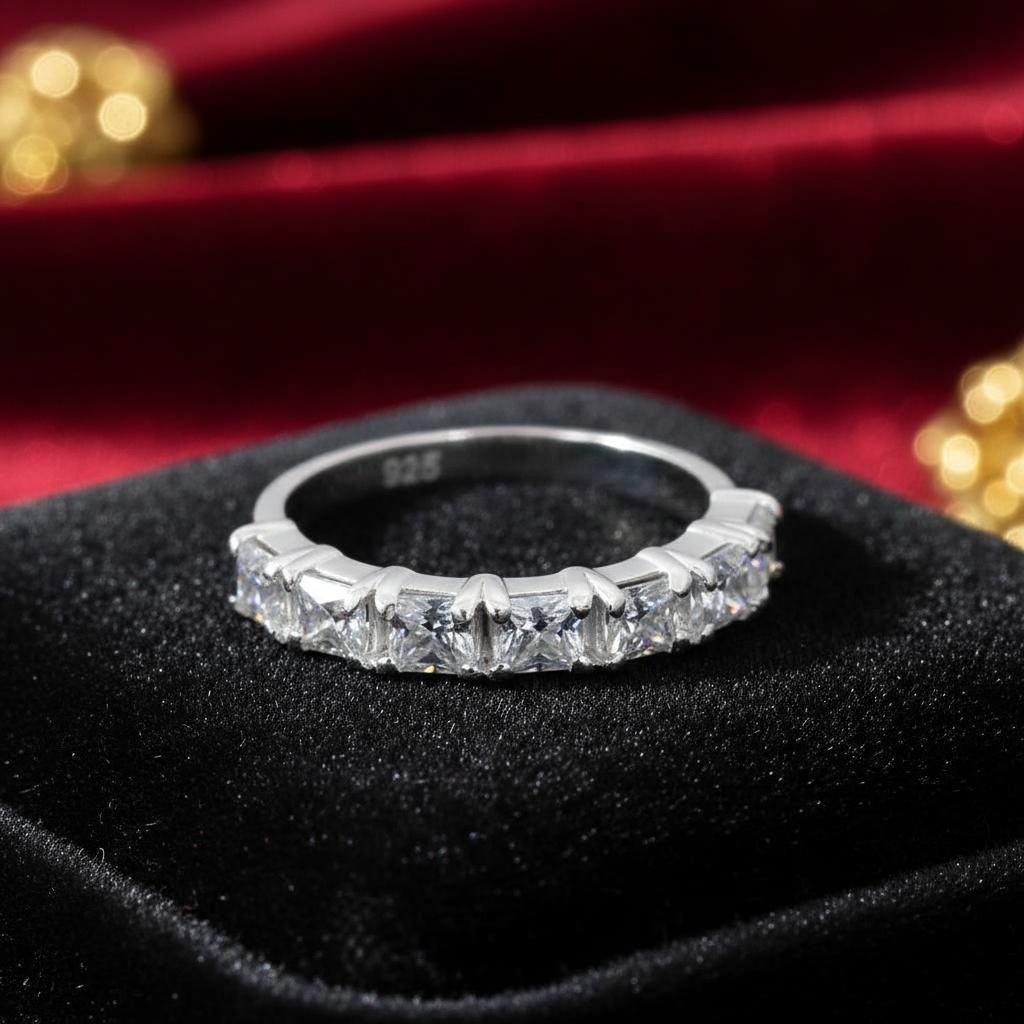 White Princess Cut Ring