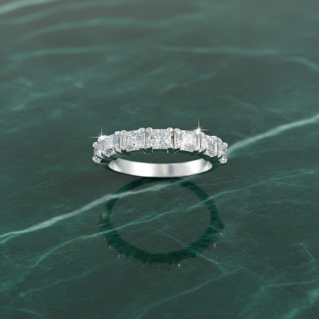 White Princess Cut Ring