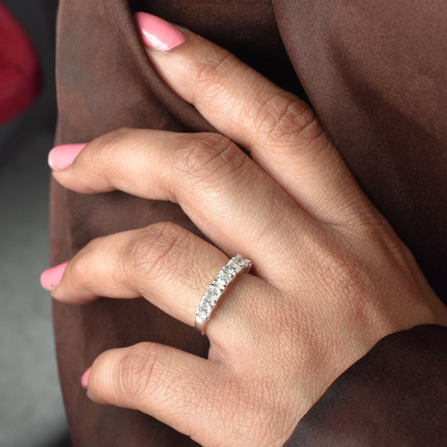 White Princess Cut Ring
