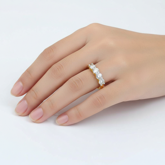 Elegant White Round Stone Ring in Yellow Finish