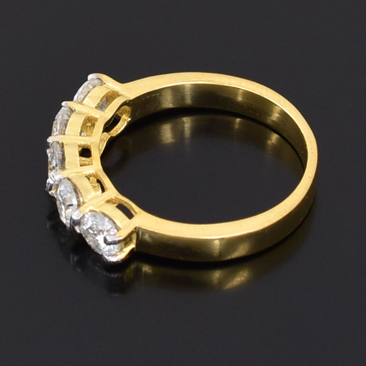 Elegant White Round Stone Ring in Yellow Finish