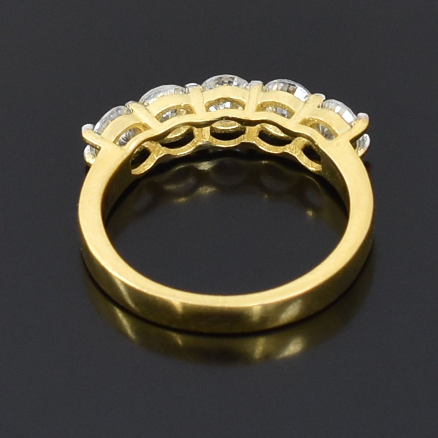 Elegant White Round Stone Ring in Yellow Finish