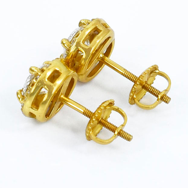 White Round Cut Stud Earrings