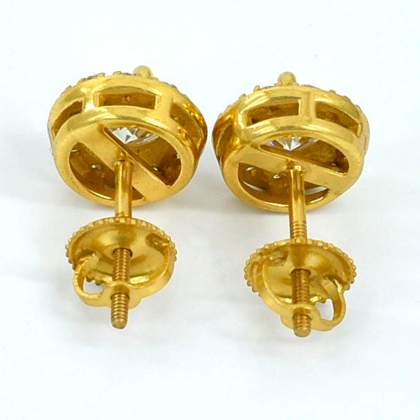 White Round Cut Stud Earrings