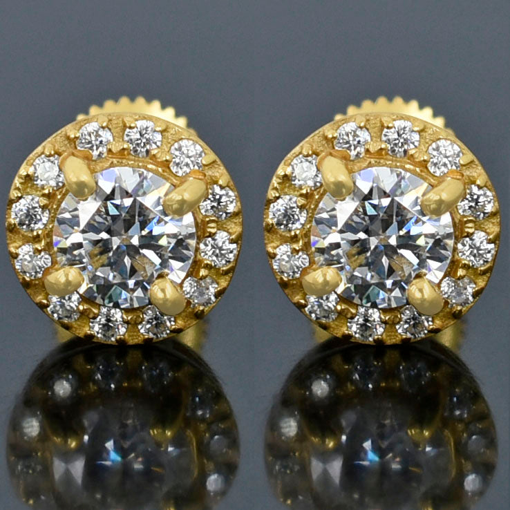 White Round Cut Stud Earrings