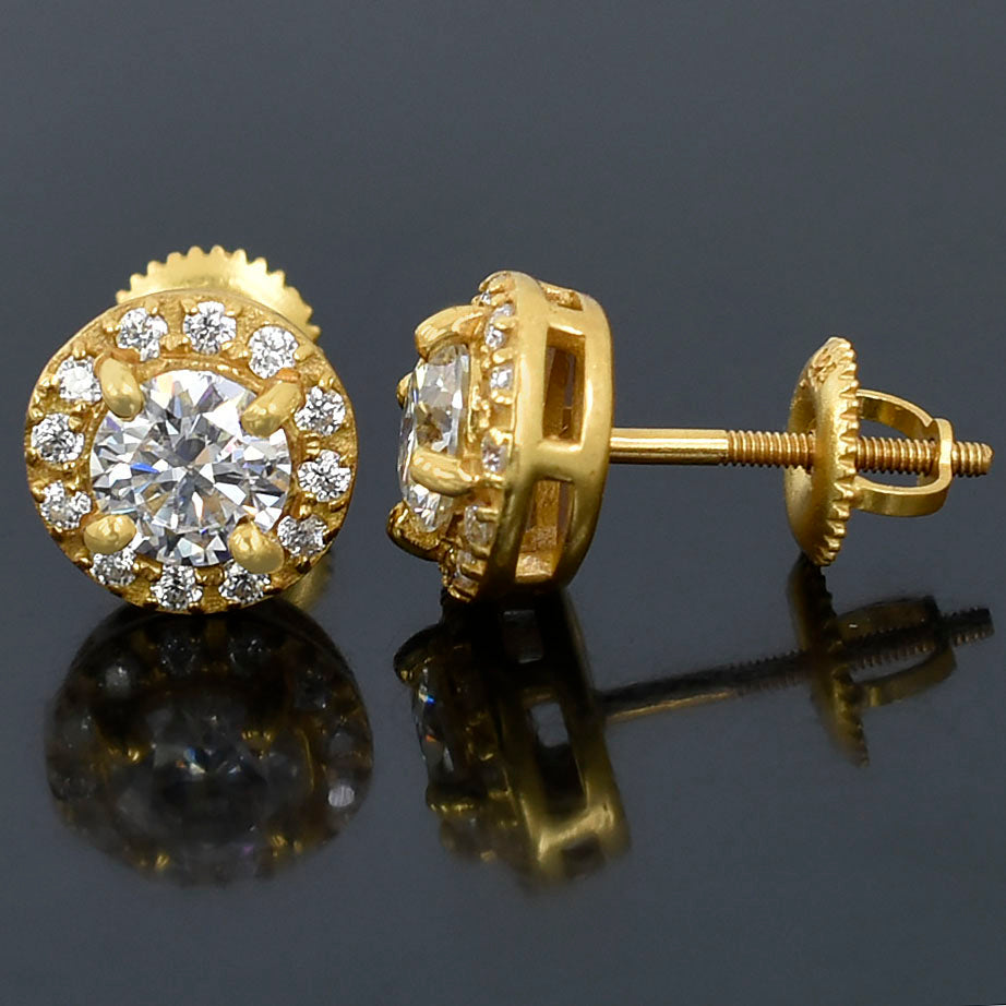 White Round Cut Stud Earrings