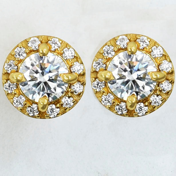 White Round Cut Stud Earrings